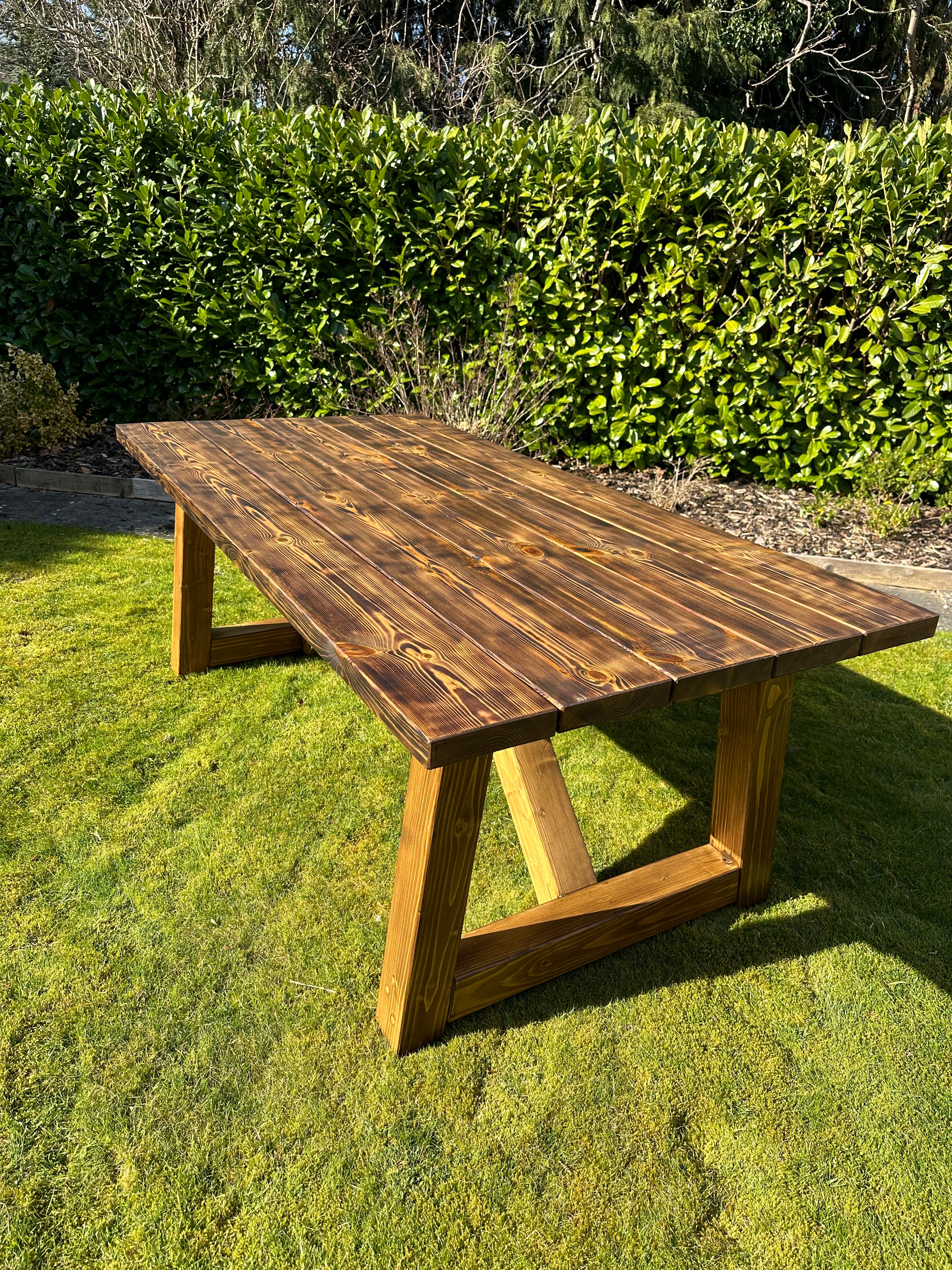 Farmhouse Table, Shou Sugi Finish, UK Garden Outdoor Living