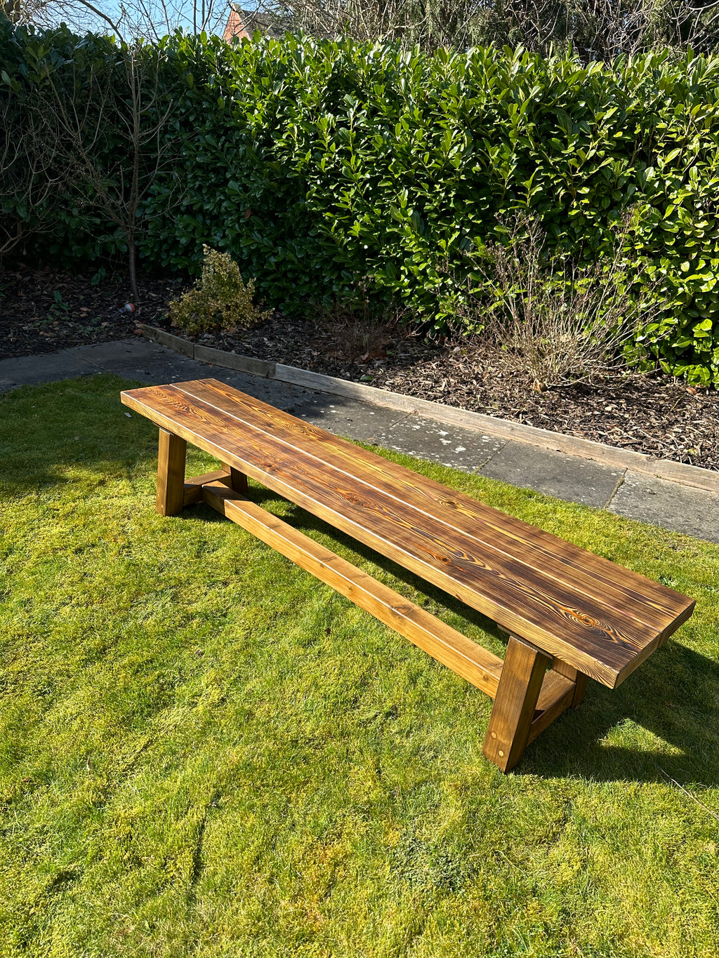 Farmhouse Bench UK Garden Outdoor Living, Shou Sugi