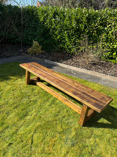 Farmhouse Bench UK Garden Outdoor Living, Shou Sugi