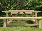 Close-up of handcrafted wooden frame on Scandi-style garden set
